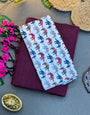 Handwoven Wine Khadi Cotton Saree with Multicolor Elephant Digital Print Blouse