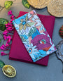 Handwoven Wine Khadi Cotton Saree with Pink Tassels & Multicolor Floral Digital Print Blouse