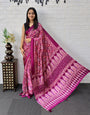 Purple Pink Modal Silk Saree with Geometric Floral Print & Heritage Designer Pallu | Festive & Party Wear Saree