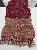 Maroon Modal Silk Saree with Floral Mandala Print, Mirror Lace Border & Designer Pallu | Festive Wear Saree