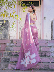 Elegant Multicolor Linen Saree with Traditional Patterns | Lightweight Festive Wear