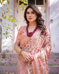 Elegant Multicolor Linen Saree with Traditional Patterns | Lightweight Festive Wear