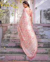 Elegant Multicolor Linen Saree with Traditional Patterns | Lightweight Festive Wear