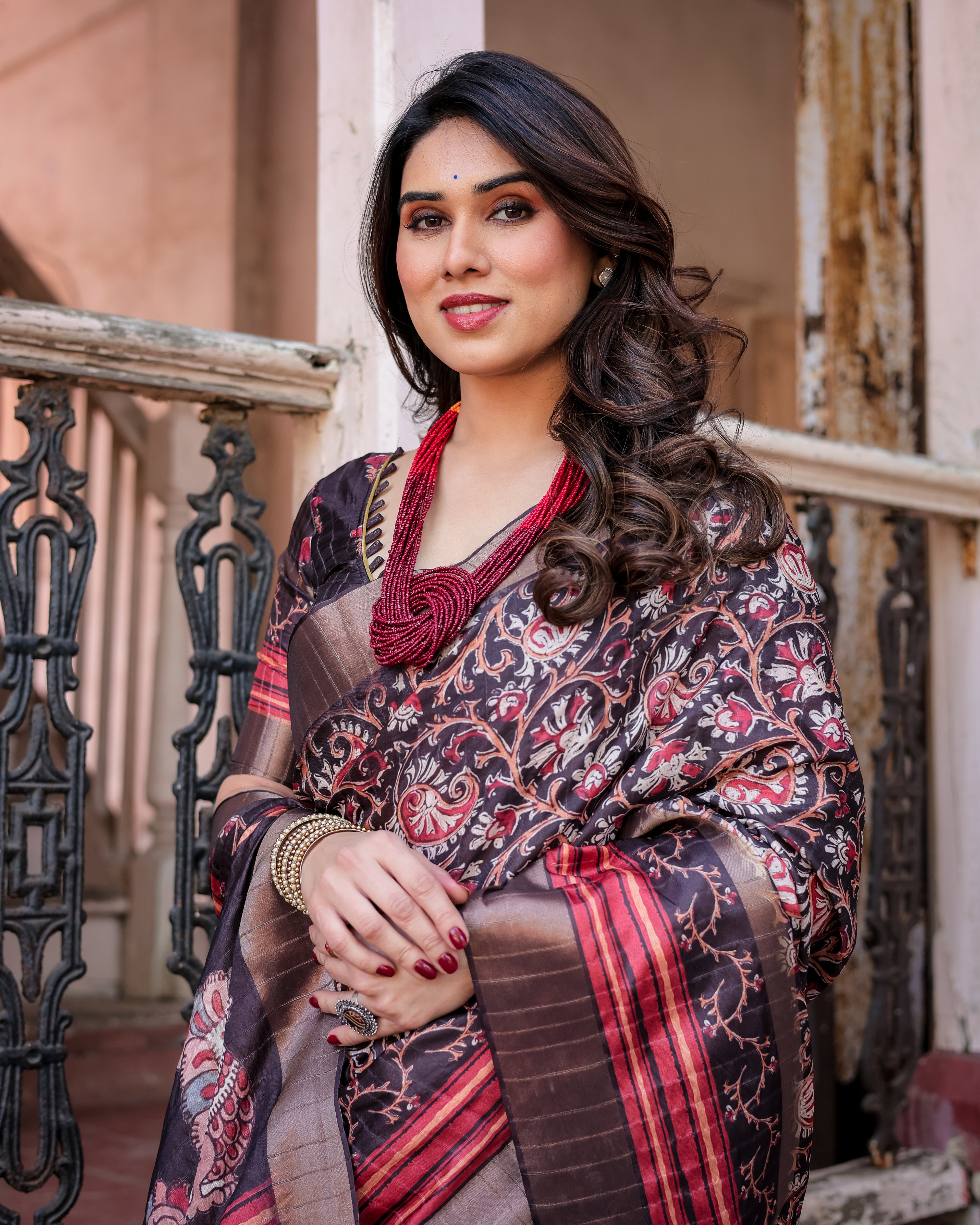 Elegant Multicolor Linen Saree with Traditional Patterns | Lightweight Festive Wear