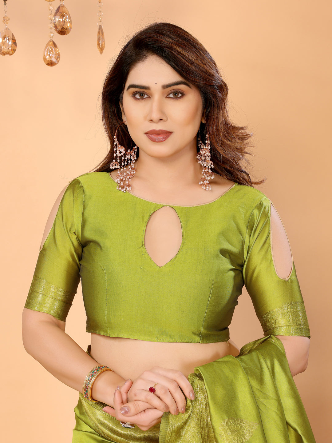 Lime Green Banarasi Silk Saree with Golden Zari Weaving & Peacock Digital Print Pallu – Festive & Elegant Occasion Wear