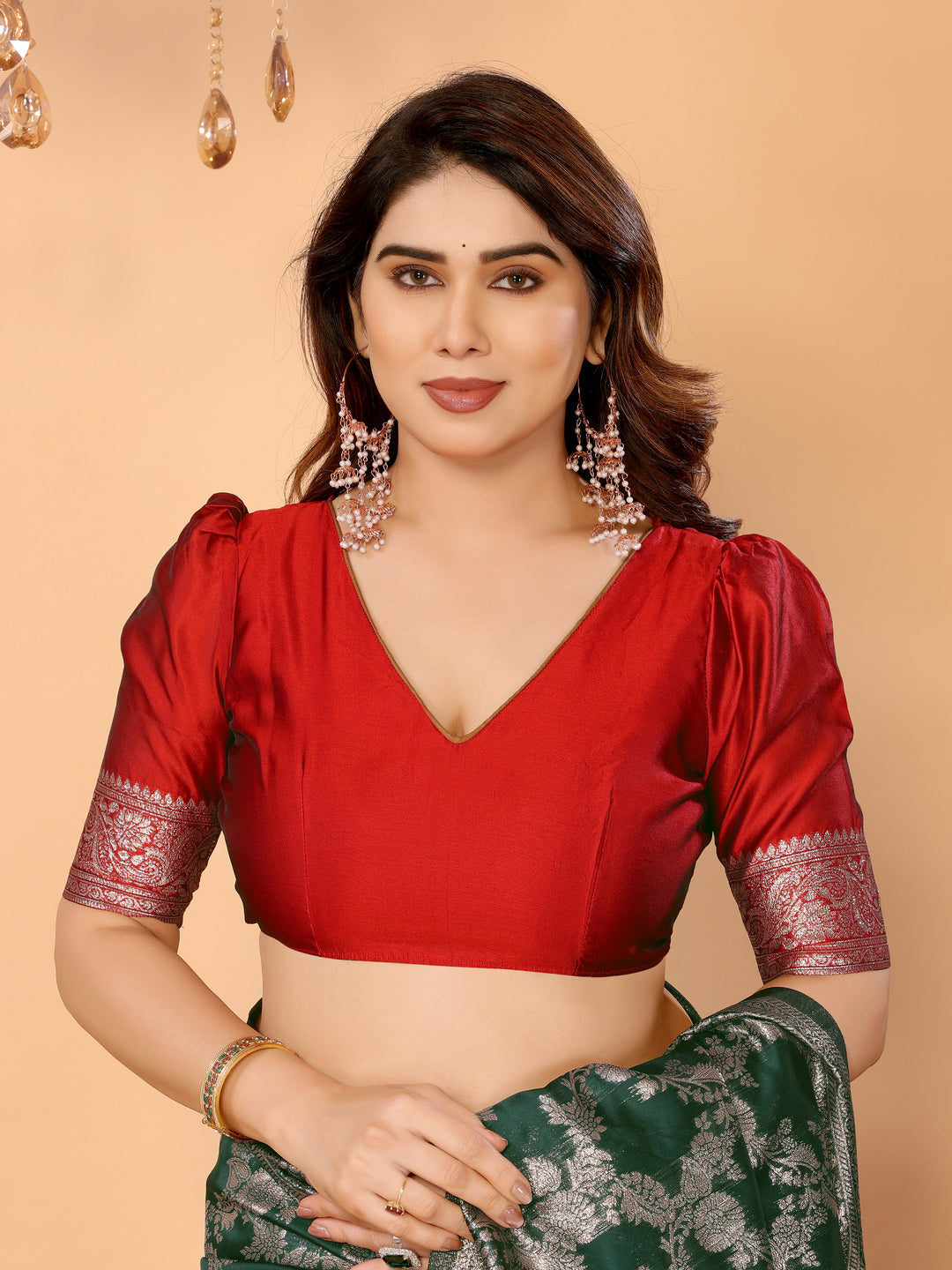 Bottle Green Banarasi Silk Saree with Silver Zari Weaving & Red Pallu – Elegant Wedding & Festive Collection