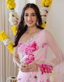 Pink Blossom Premium Teby Silk Digital Print Lehenga Saree