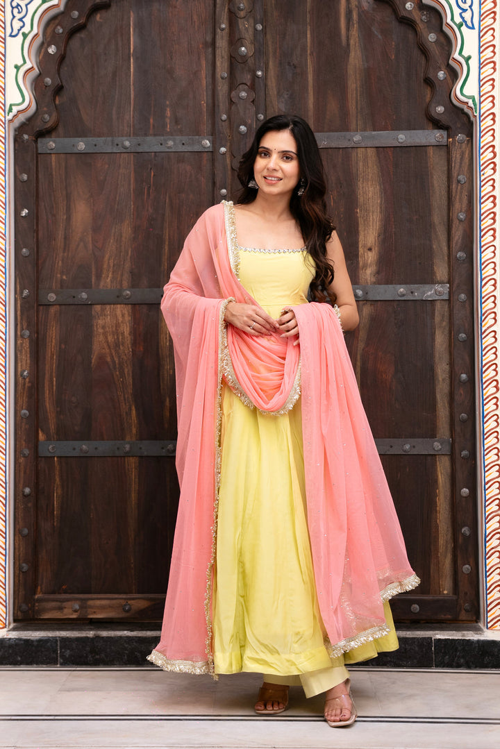 Premium Crepe Suit Set with Net Dupatta