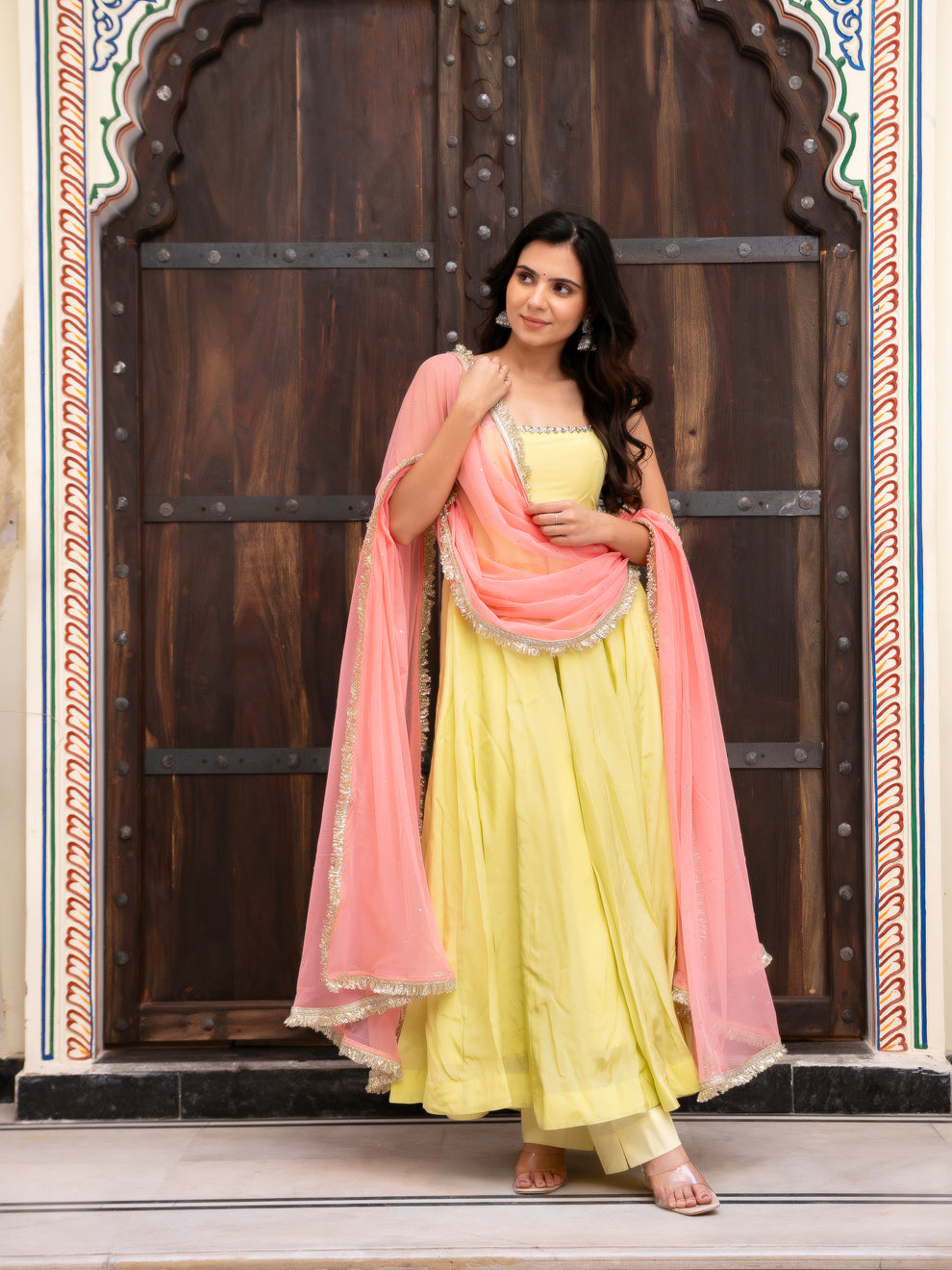 Premium Crepe Suit Set with Net Dupatta