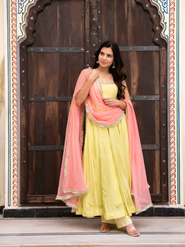 Premium Crepe Suit Set with Net Dupatta