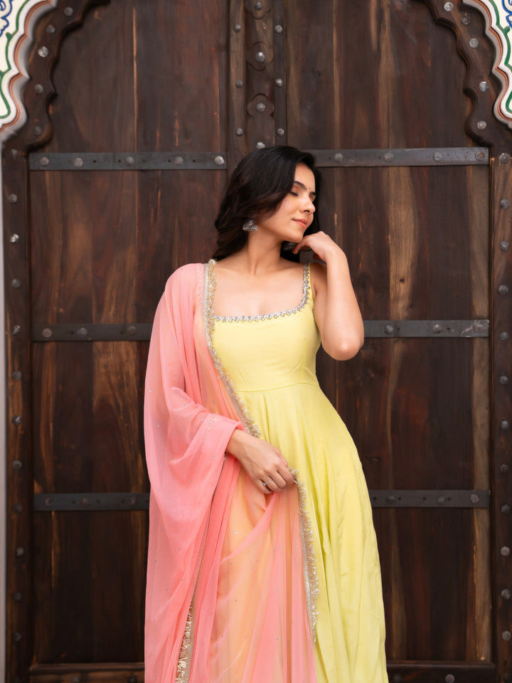 Premium Crepe Suit Set with Net Dupatta