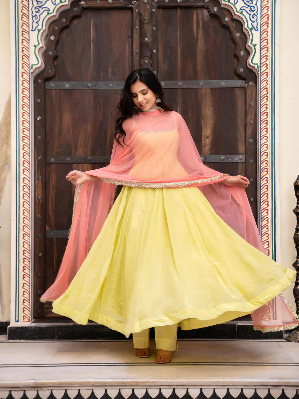 Premium Crepe Suit Set with Net Dupatta