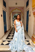 Sky Blue Premium Georgette Printed Lehenga Saree