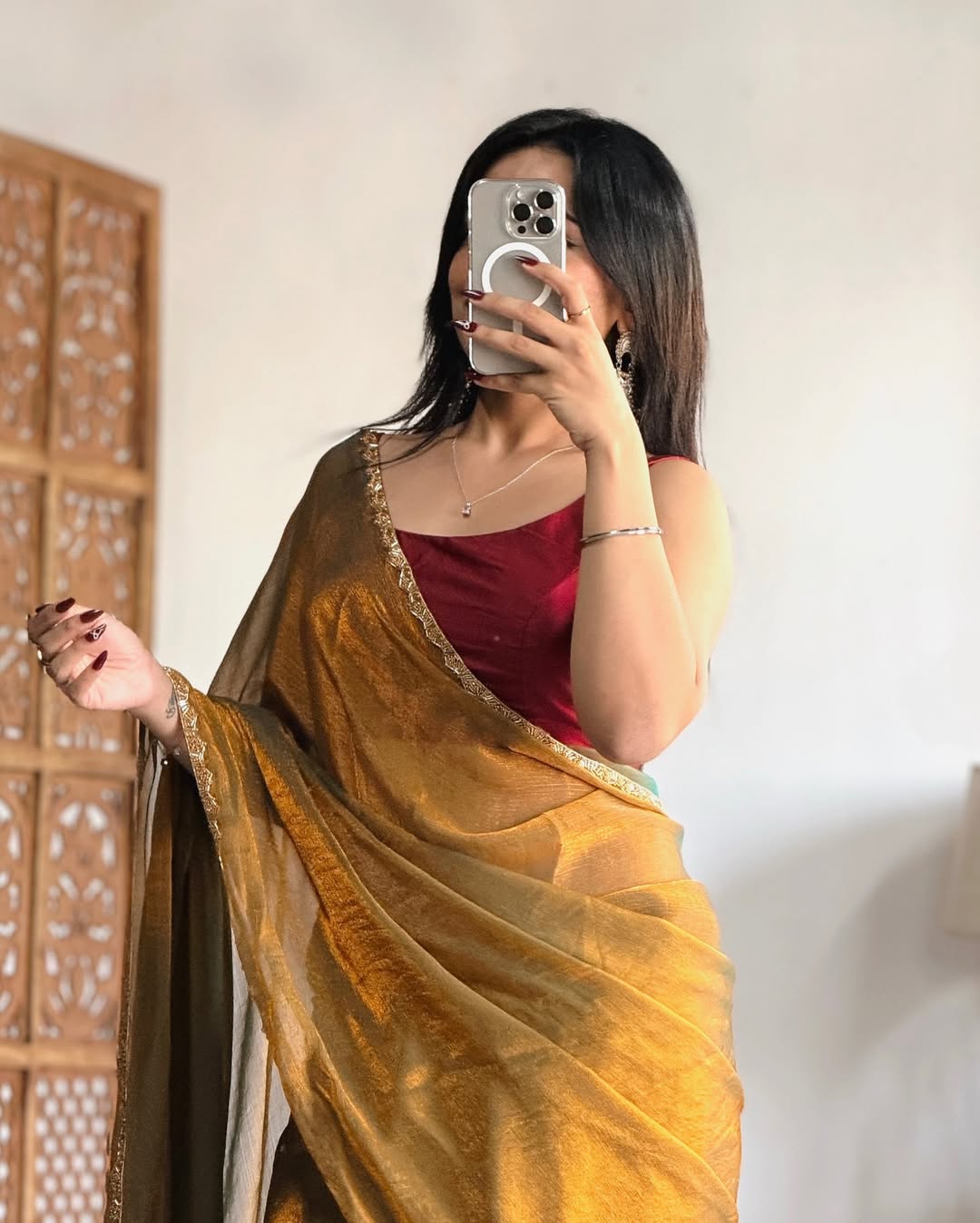 Golden Mustard Handwoven Tissue Saree with Intricate Border – Elegant Traditional Indian Wear for Festive Occasions