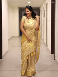 Luxury Off White Gold Kasavu Saree with Designer Tassel Pallu