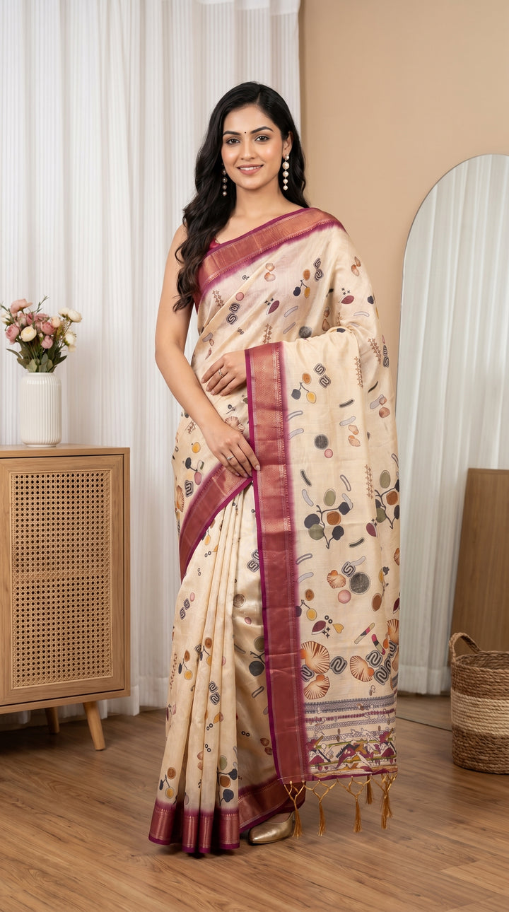 Festive Tissue Silk Saree with Tassel Pallu Detailing