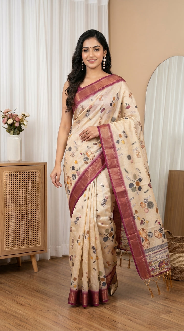 Festive Tissue Silk Saree with Tassel Pallu Detailing