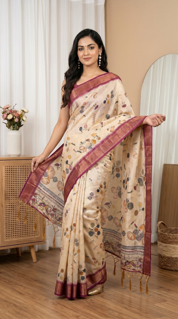 Festive Tissue Silk Saree with Tassel Pallu Detailing