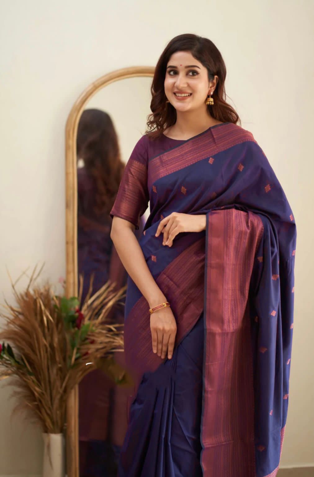 KANJIVARAM LUXURIOUS COMFORTABLE SOFT LITCHI SILK SAREE