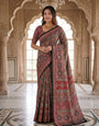Vintage Rose Pure Modal Silk Saree with Intricate Heritage Mandala Print & Designer Ethnic Pallu