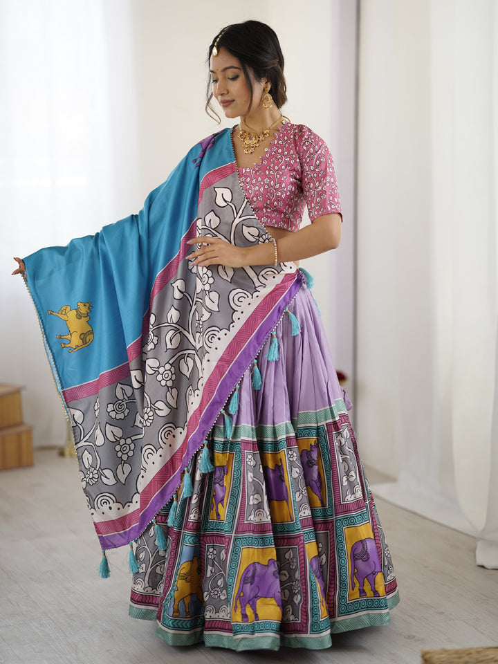 Authentic Kalamkari Art Lehenga | Drape the Heritage