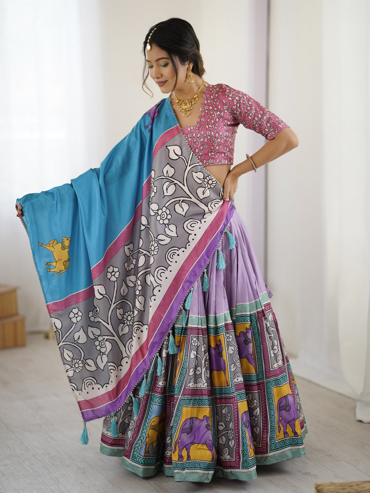 Authentic Kalamkari Art Lehenga | Drape the Heritage