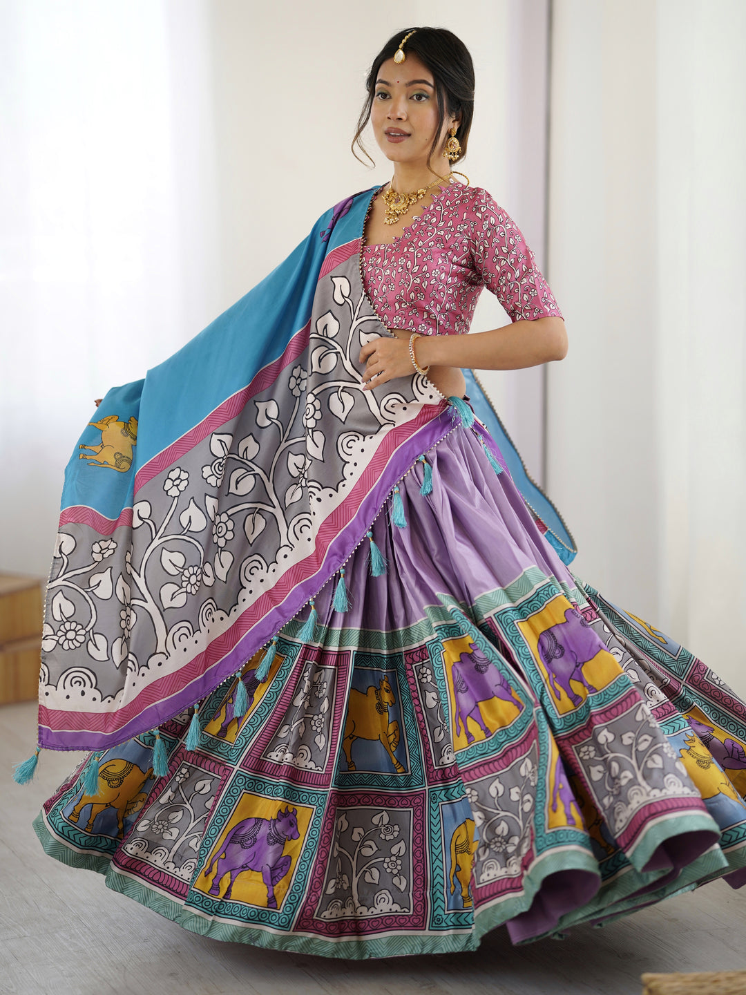 Authentic Kalamkari Art Lehenga | Drape the Heritage