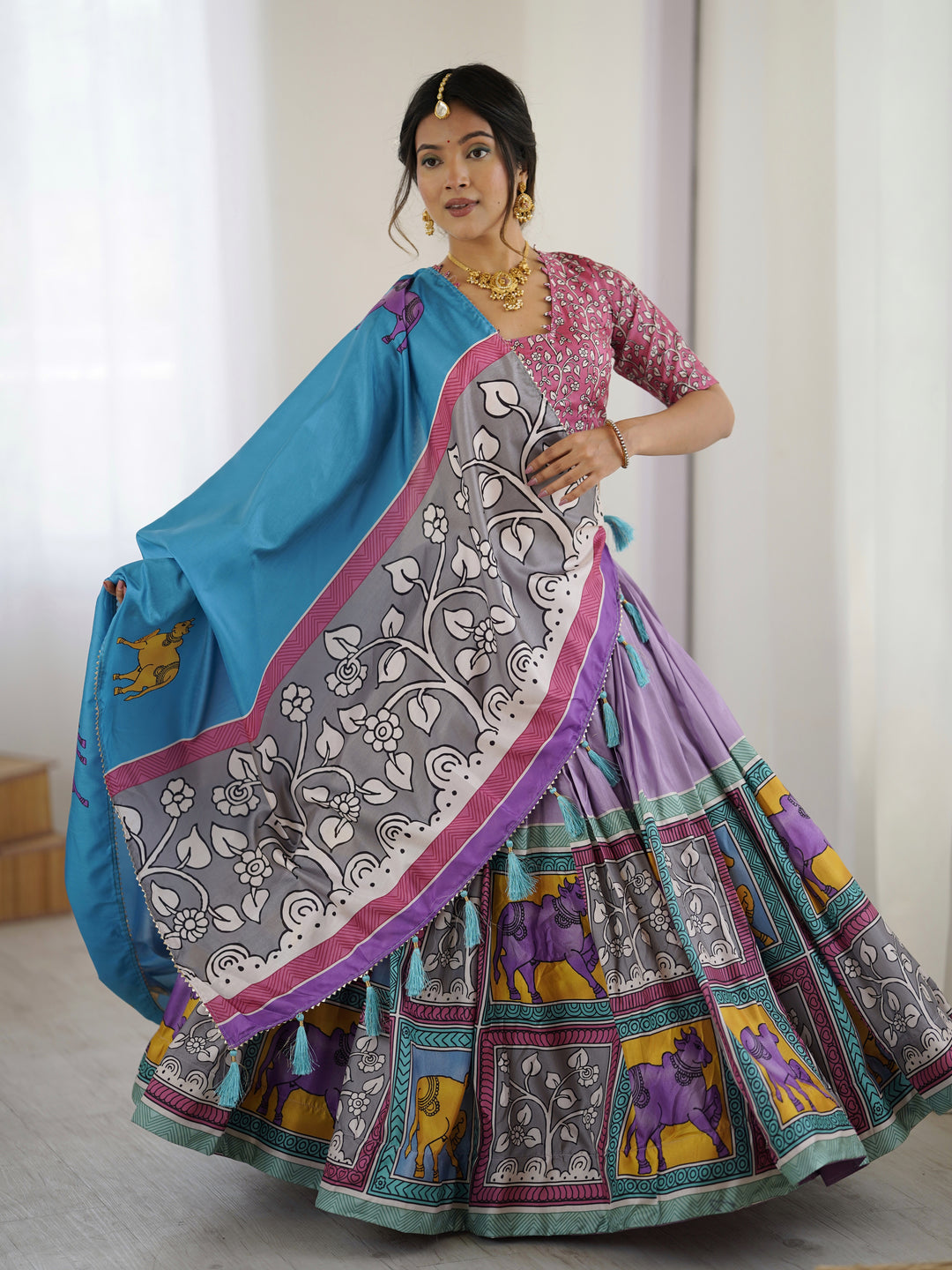 Authentic Kalamkari Art Lehenga | Drape the Heritage