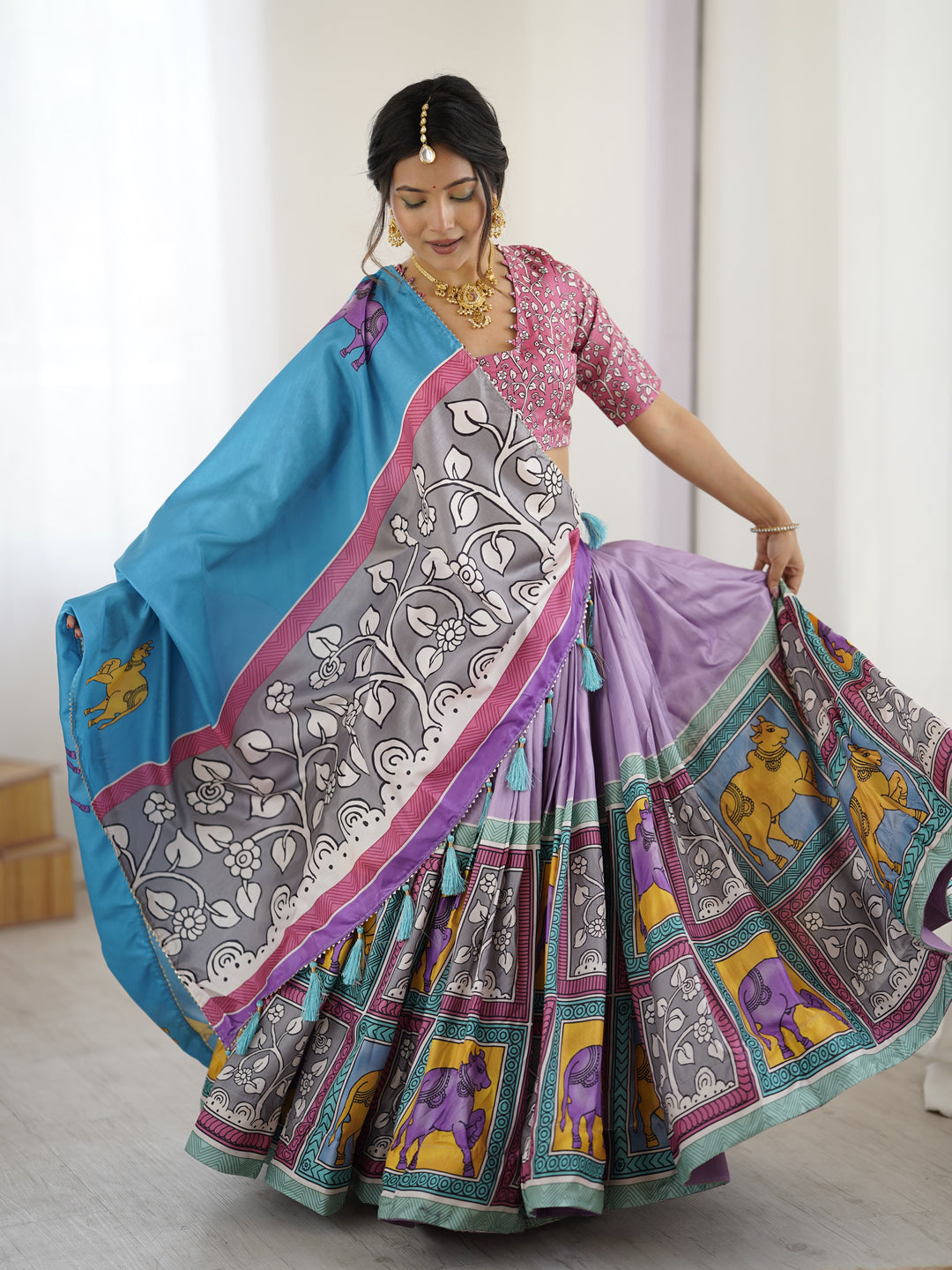 Authentic Kalamkari Art Lehenga | Drape the Heritage