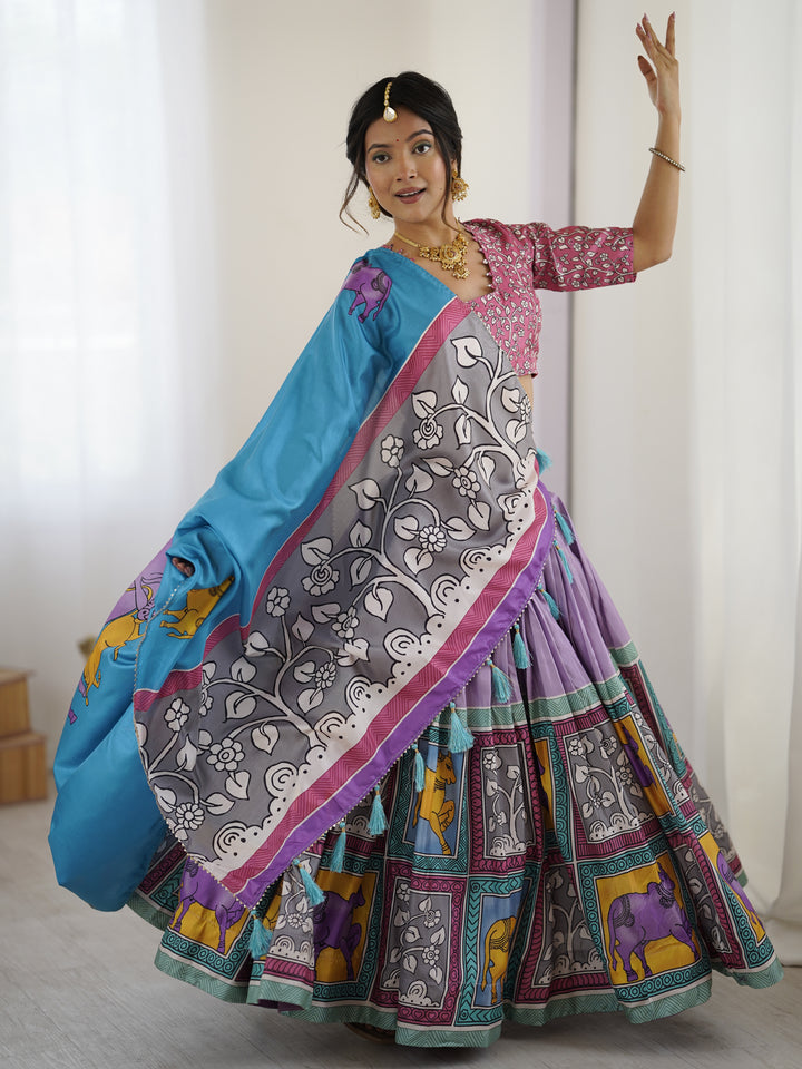Authentic Kalamkari Art Lehenga | Drape the Heritage