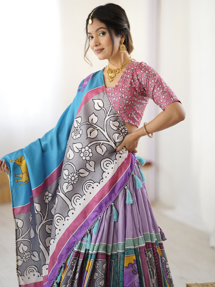 Authentic Kalamkari Art Lehenga | Drape the Heritage