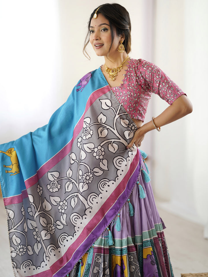 Authentic Kalamkari Art Lehenga | Drape the Heritage