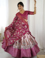 Magenta Pink Kalamkari Lehenga with Matching Floral Dupatta