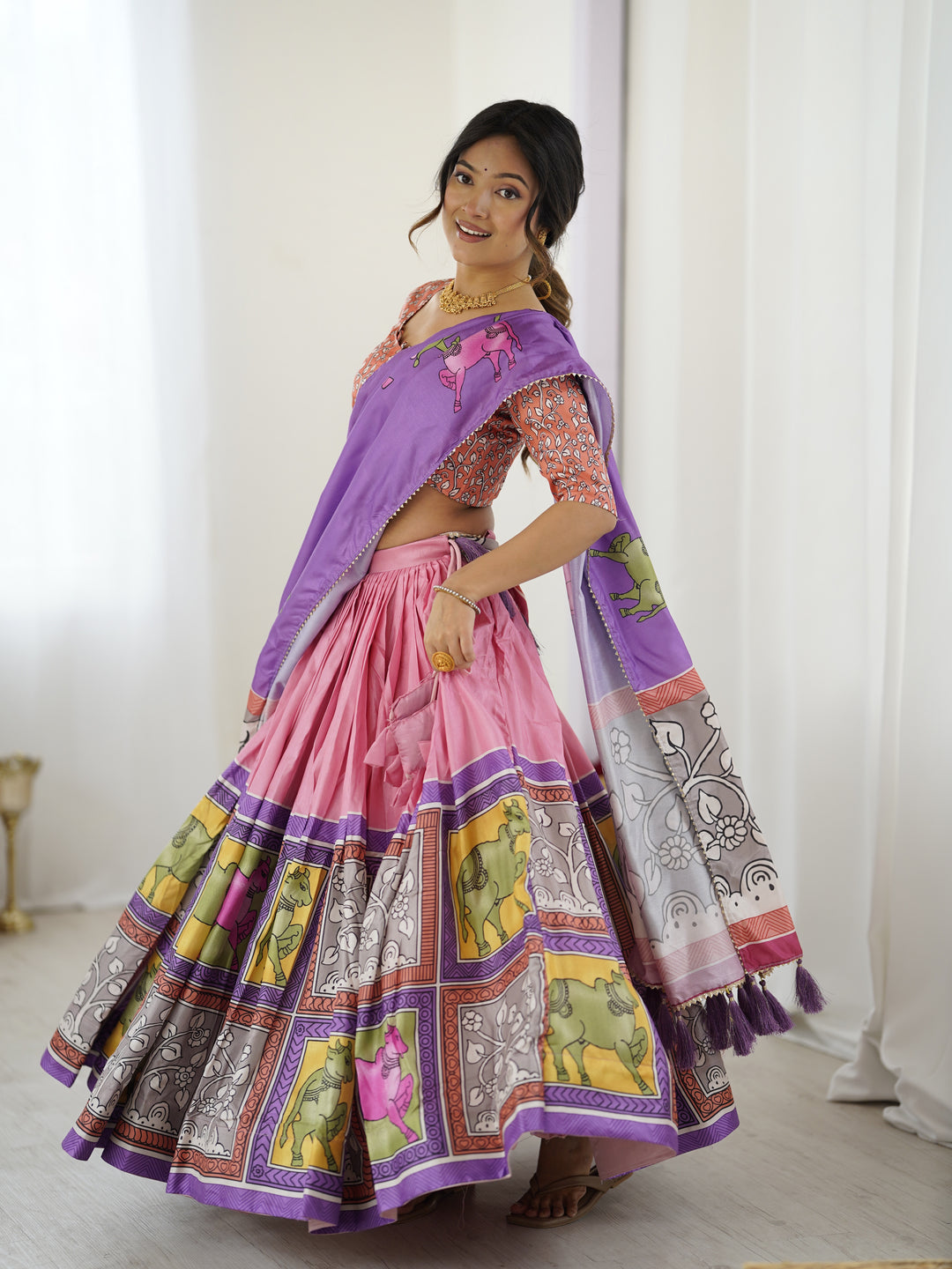 Handcrafted Kalamkari Lehenga with Blouse | Perfect for Festive & Wedding Look
