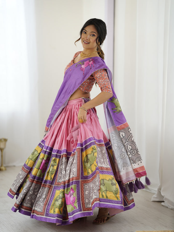 Handcrafted Kalamkari Lehenga with Blouse | Perfect for Festive & Wedding Look