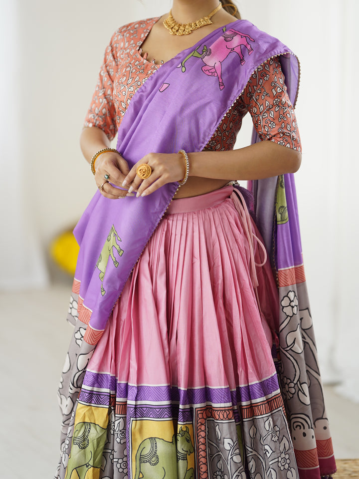 Handcrafted Kalamkari Lehenga with Blouse | Perfect for Festive & Wedding Look