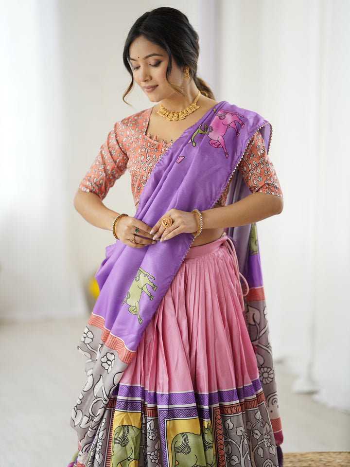 Handcrafted Kalamkari Lehenga with Blouse | Perfect for Festive & Wedding Look