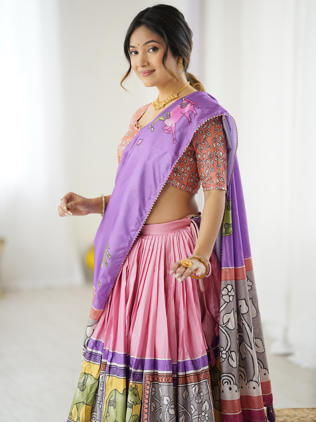 Handcrafted Kalamkari Lehenga with Blouse | Perfect for Festive & Wedding Look