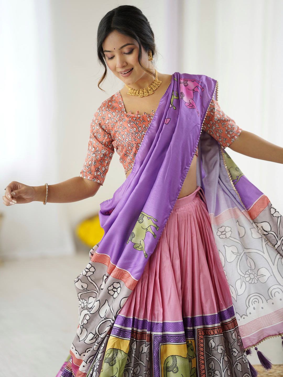 Handcrafted Kalamkari Lehenga with Blouse | Perfect for Festive & Wedding Look