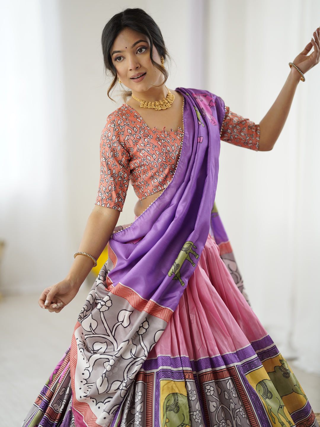 Handcrafted Kalamkari Lehenga with Blouse | Perfect for Festive & Wedding Look