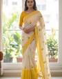 Mulmul Cotton Saree with Multicolored Checks and Handmade Tassels