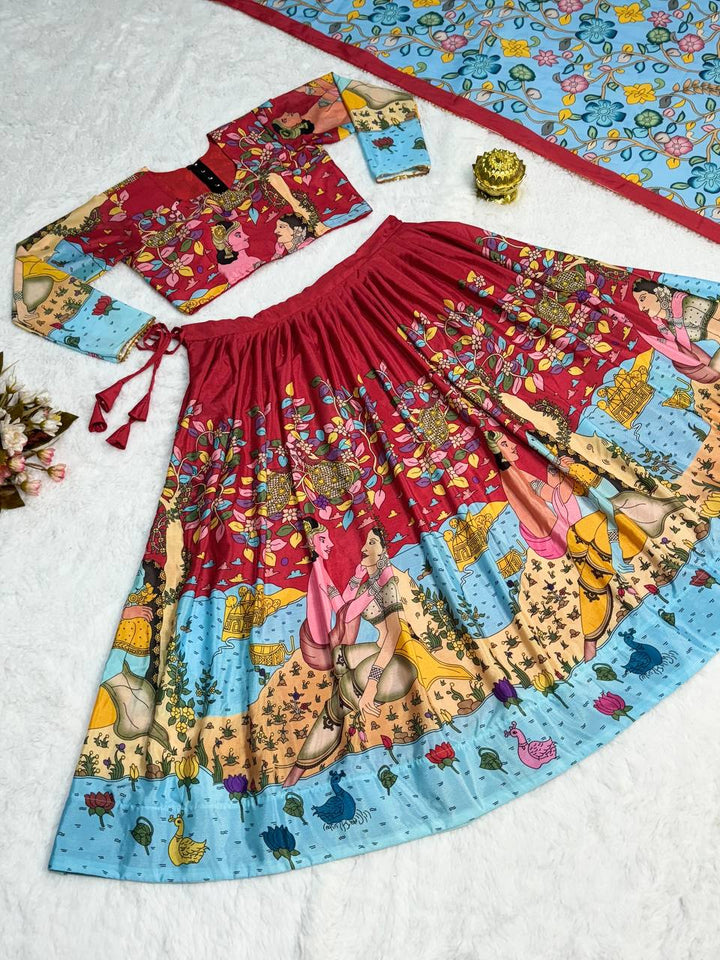 Elegant kalmakari lehenga , light shades to complement to create beautiful aura in all function