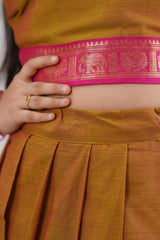 Kids Half Saree Lehenga - Light Brown & Pink