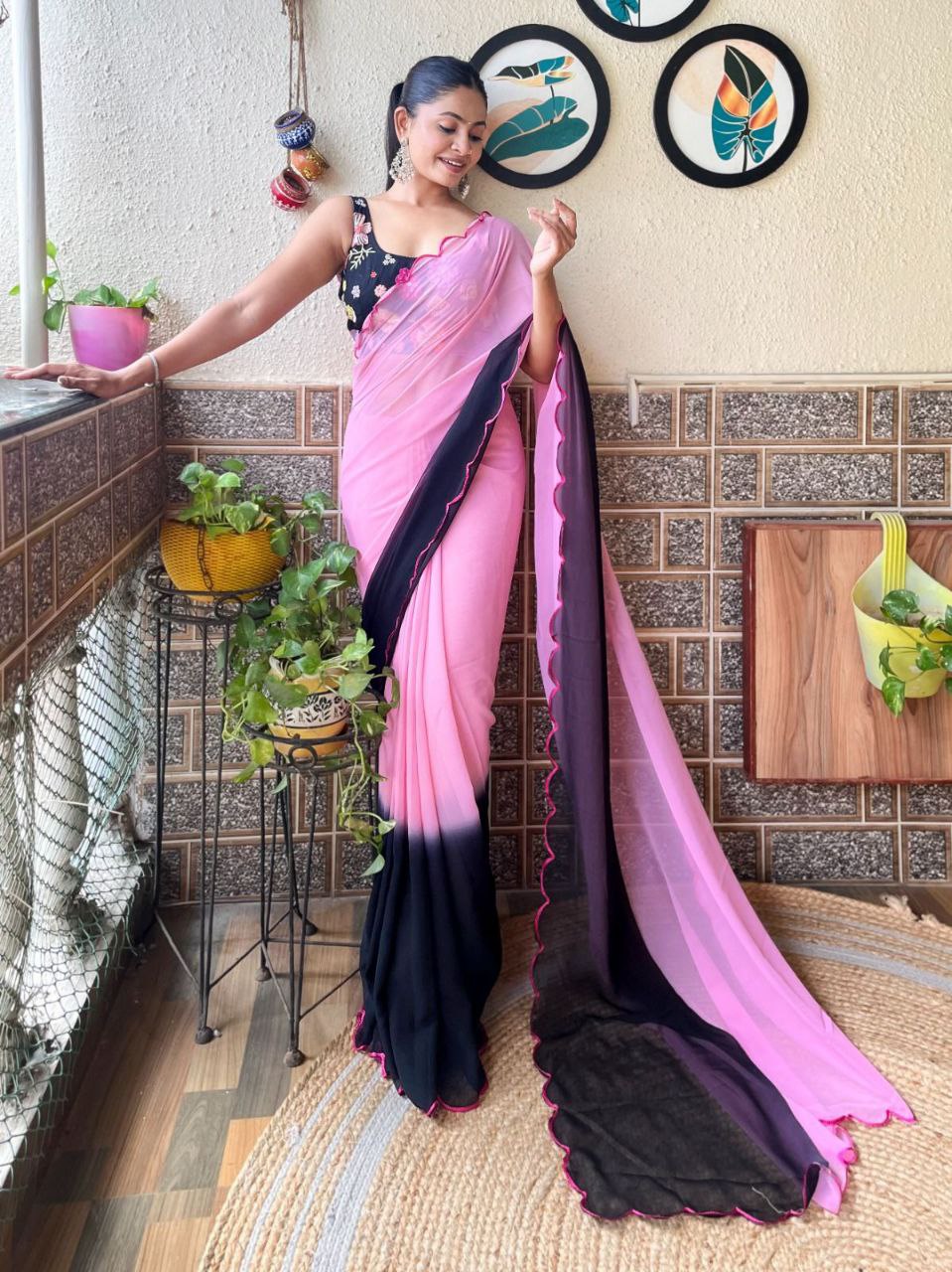 *Lunch Hit Design Most Beautiful Embroidery work Georgette Saree Collection*