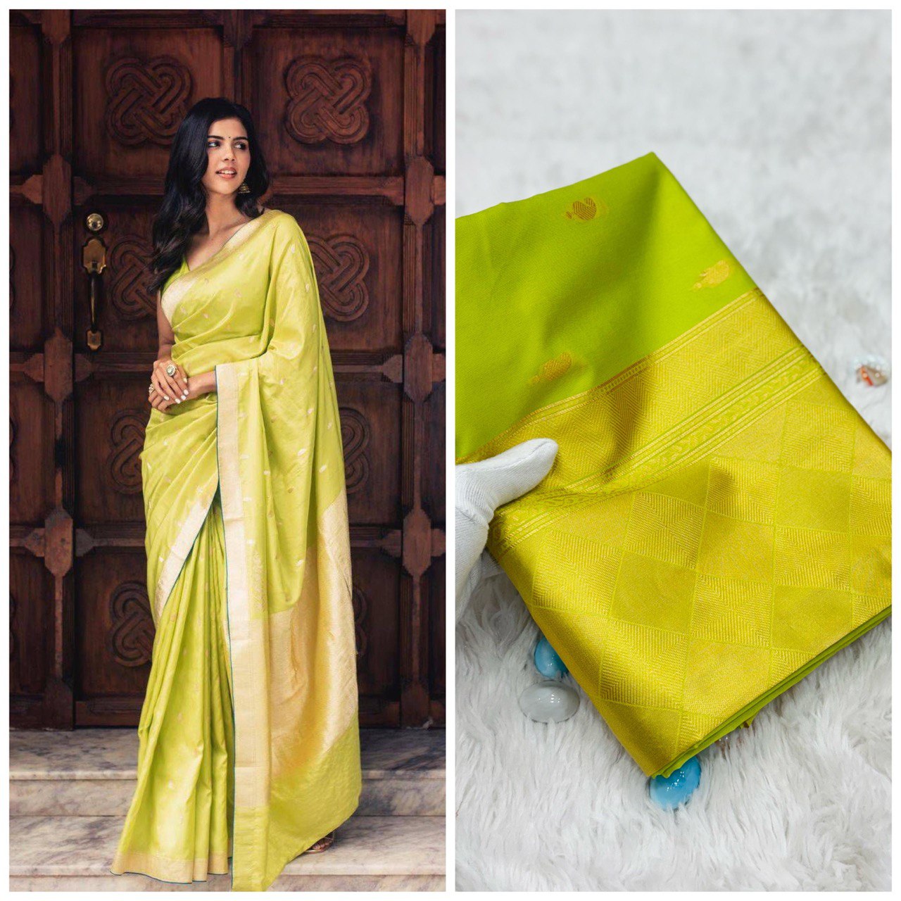 Luxury Soft Lichi Silk Saree with Stunning Border Details