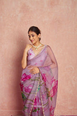 Elegant Organza Saree with Delicate Khatli Embroidery