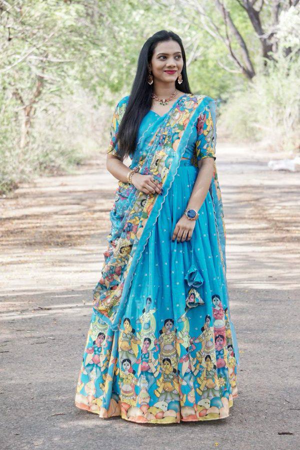 Festive Wear Sky Blue Lehenga with Unique Heritage-Inspired Designs