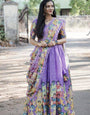 Vibrant Traditional Lehenga in Indian Lavender with Multi-Color Prints