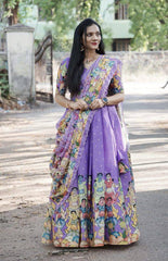 Vibrant Traditional Lehenga in Indian Lavender with Multi-Color Prints