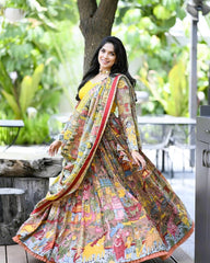 Elegant Kalamkari Printed Lehenga Choli for Weddings and Festive Wear